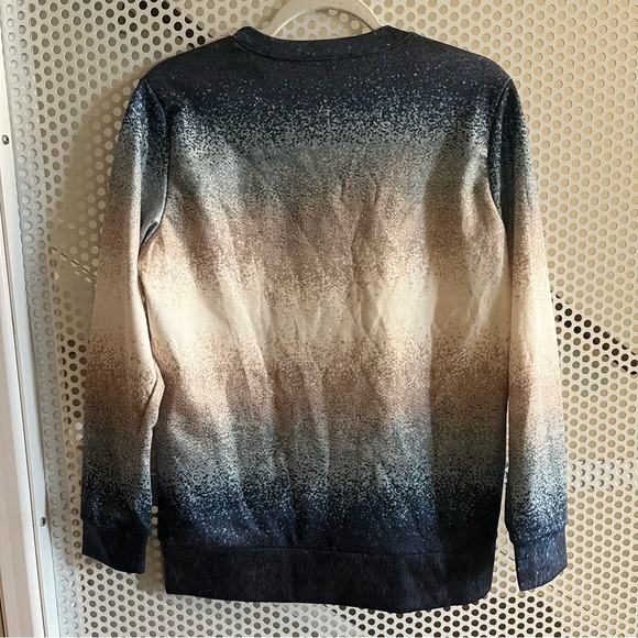 Cat Graphic Sweatshirt Long Sleeve Size Small Women’s in Blue and Off White - Picture 2 of 6